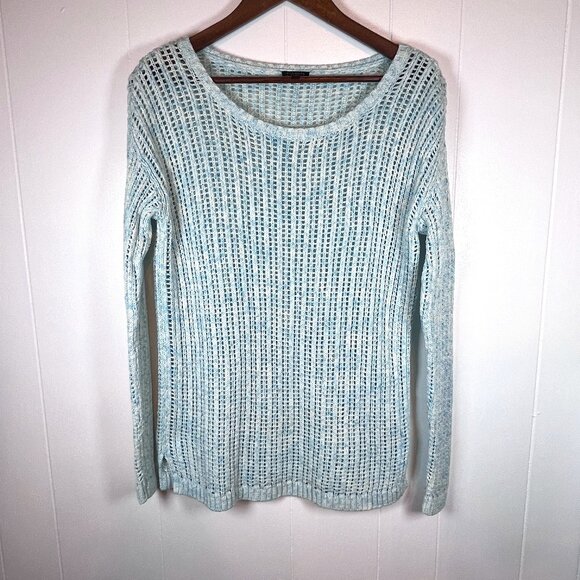 Talbots Women's Sweater Size X Small Open Weave Blue Aqua Green 100% Cotton - Picture 1 of 8